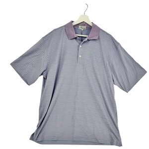 Nick Price Polo Shirt Mens L Purple Blue Striped Cool-Luxe‎ Mercerized Cotton